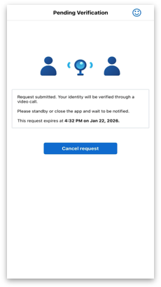 This picture shows Wait for the notification in Identity Pass to join the call with your approver.