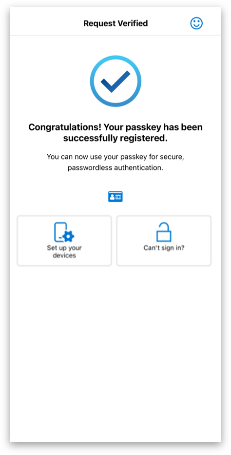 This picture shows passkey has been successfully registered